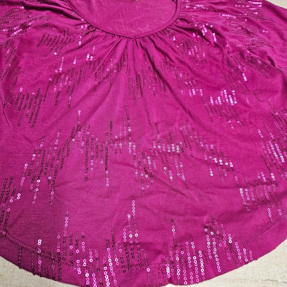 Sequined Womens Circle Poncho Top Size Med Pink Glam Swiftie Flowy Summer - Picture 3 of 8